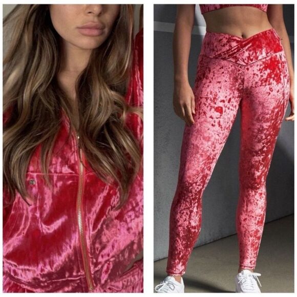 NWT Fabletics Bundle Crushed Velour Zip Up Hoodie and Crossover Legging Set S - Picture 1 of 12